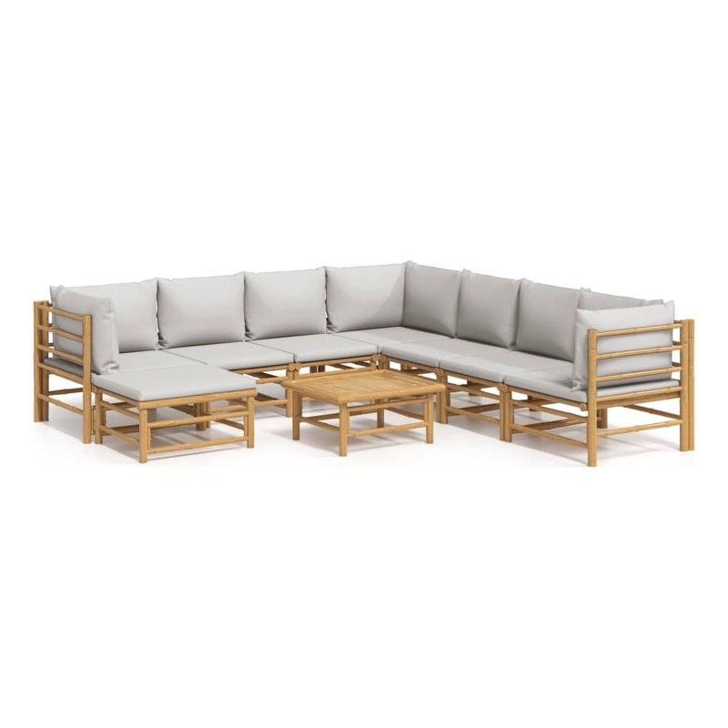 vidaXL 9 Piece Wood Garden Lounge Set in Gray/Natural