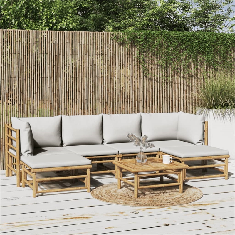 vidaXL 7 Piece Bamboo Garden Lounge Set in Gray