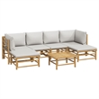 vidaXL 7 Piece Bamboo Garden Lounge Set in Gray