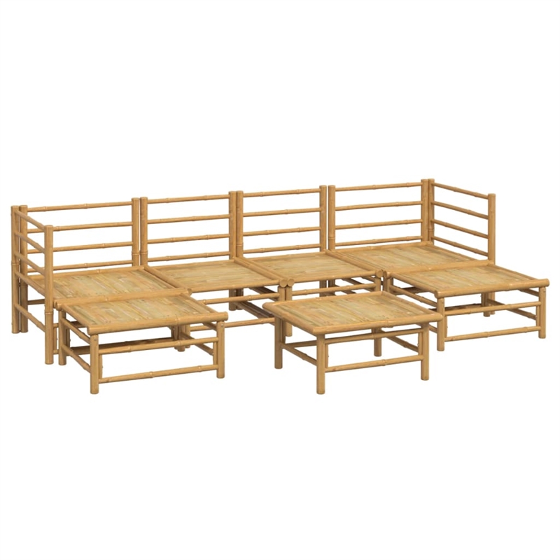 vidaXL 7 Piece Bamboo Garden Lounge Set in Gray