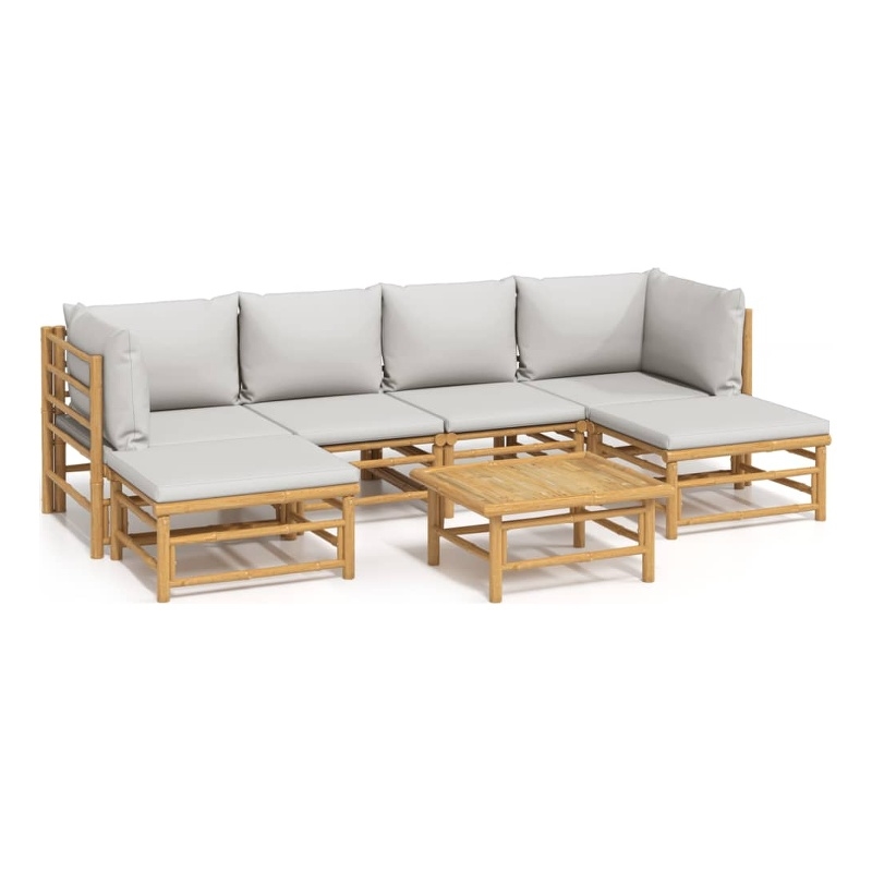 vidaXL 7 Piece Bamboo Garden Lounge Set in Gray