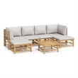 vidaXL 7 Piece Bamboo Garden Lounge Set in Gray