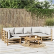 vidaXL 7 Piece Bamboo Garden Lounge Set in Gray/Natural