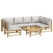 vidaXL 7 Piece Bamboo Garden Lounge Set in Gray/Natural