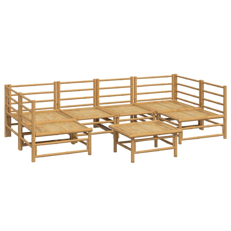 vidaXL 7 Piece Bamboo Garden Lounge Set in Gray/Natural