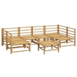 vidaXL 7 Piece Bamboo Garden Lounge Set in Gray/Natural