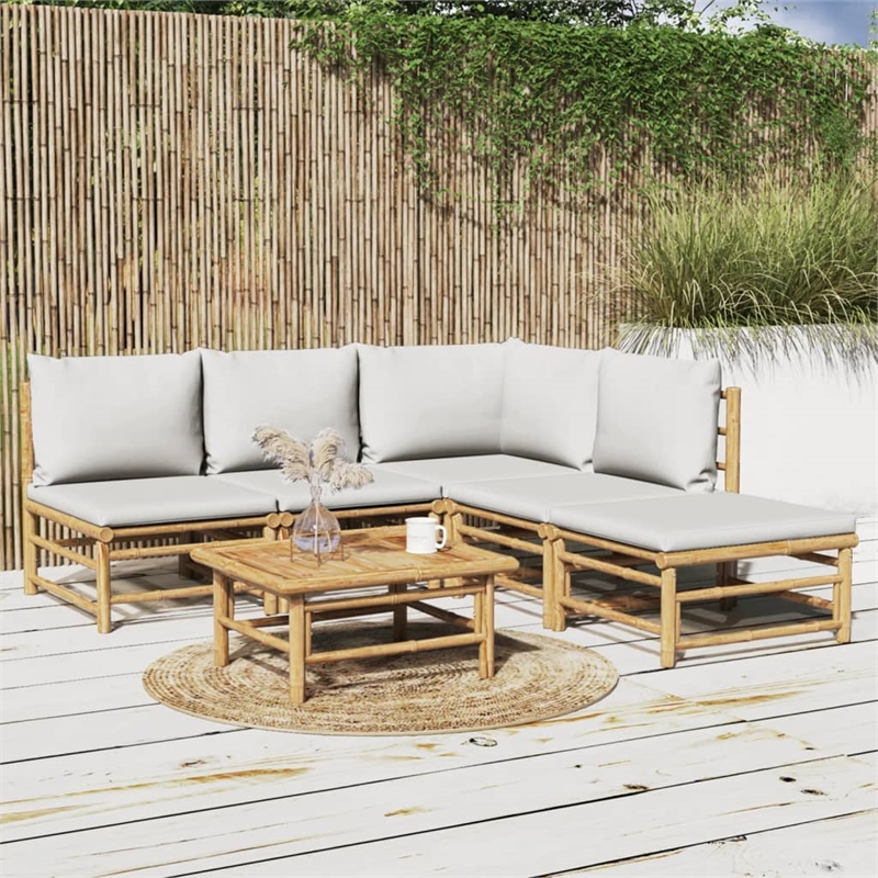 vidaXL 6 Piece Bamboo Garden Lounge Set in Gray