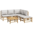 vidaXL 6 Piece Bamboo Garden Lounge Set in Gray