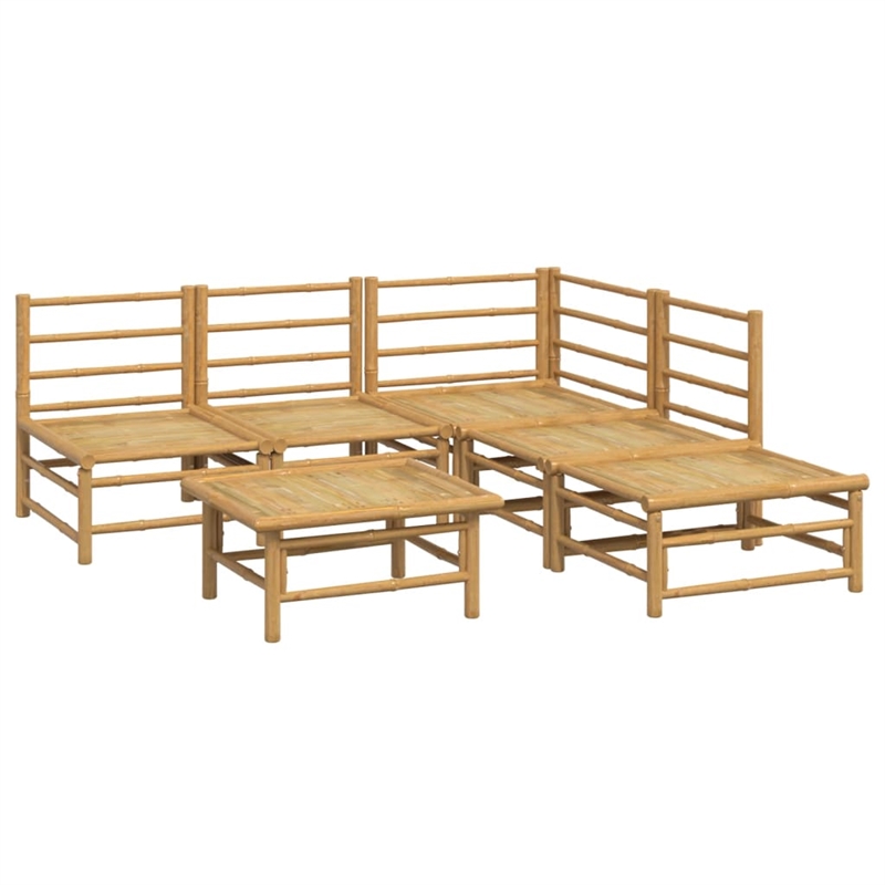vidaXL 6 Piece Bamboo Garden Lounge Set in Gray