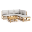 vidaXL 6 Piece Bamboo Garden Lounge Set in Gray