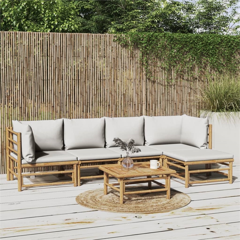 vidaXL 6 Piece Bamboo Garden Lounge Set in Gray