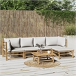 vidaXL 6 Piece Bamboo Garden Lounge Set in Gray