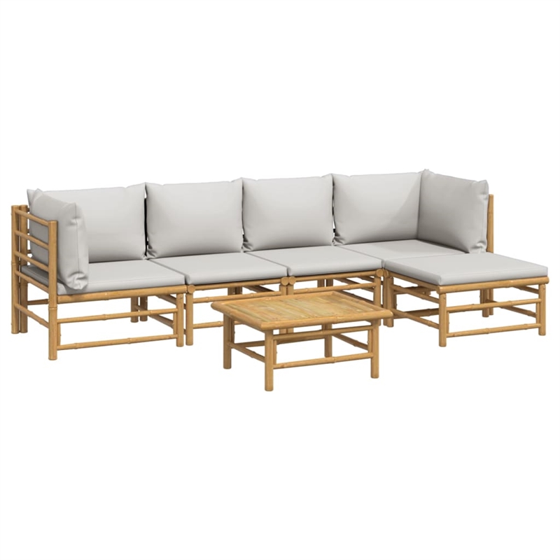 vidaXL 6 Piece Bamboo Garden Lounge Set in Gray