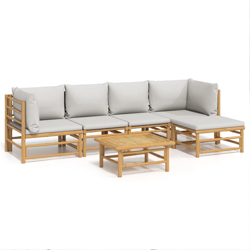 vidaXL 6 Piece Bamboo Garden Lounge Set in Gray
