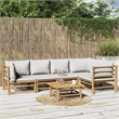 vidaXL Bamboo Large Garden Lounge Set in Gray/Natural