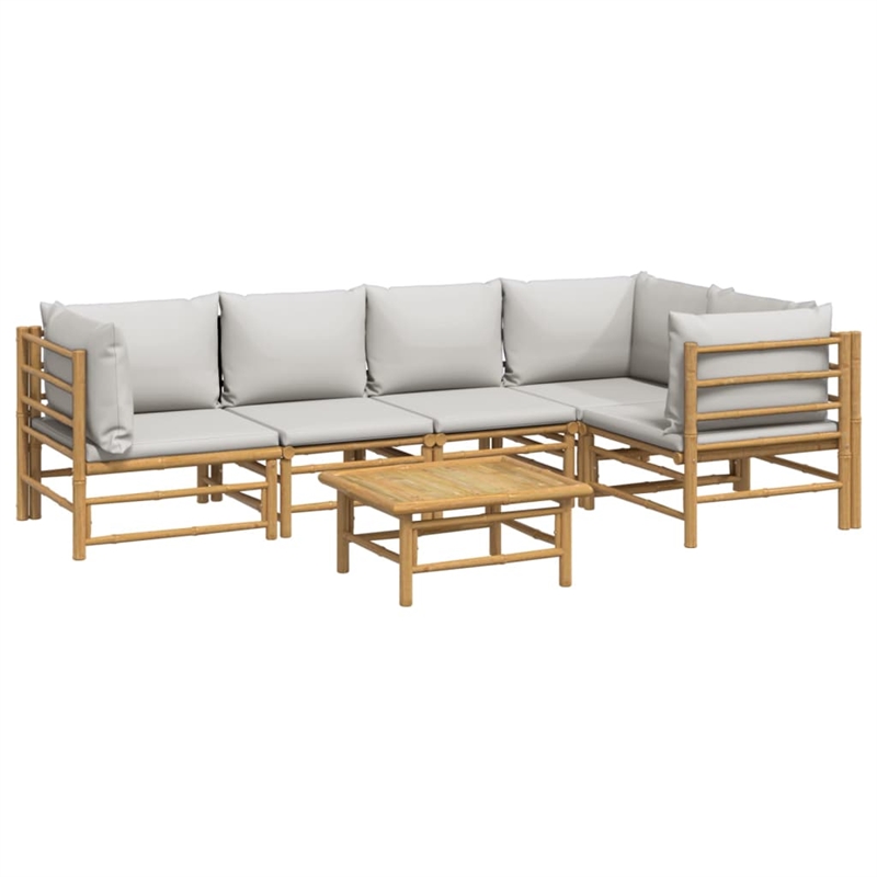 vidaXL Bamboo Large Garden Lounge Set in Gray/Natural