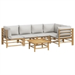 vidaXL Bamboo Large Garden Lounge Set in Gray/Natural