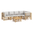 vidaXL Bamboo Large Garden Lounge Set in Gray/Natural