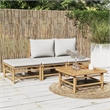 vidaXL Bamboo Small Garden Lounge Set in Gray