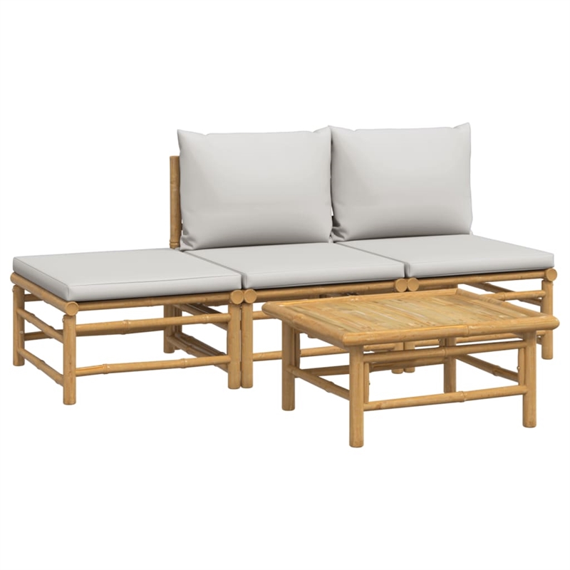 vidaXL Bamboo Small Garden Lounge Set in Gray