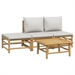 vidaXL Bamboo Small Garden Lounge Set in Gray