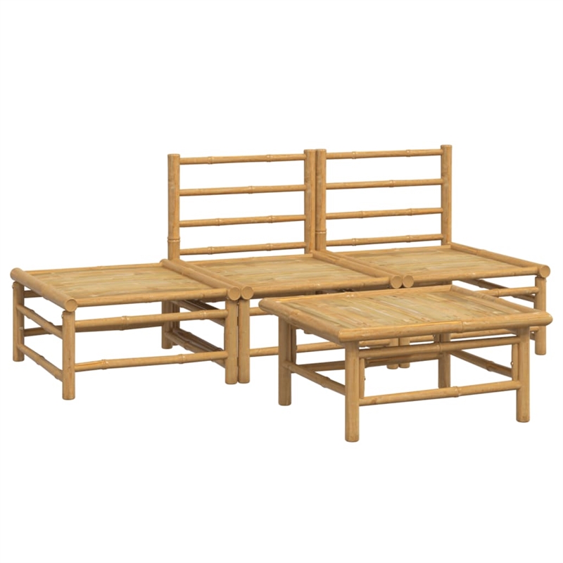 vidaXL Bamboo Small Garden Lounge Set in Gray