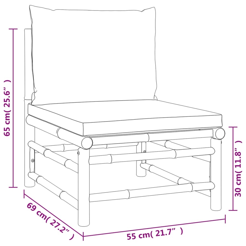 vidaXL Bamboo Small Garden Lounge Set in Gray