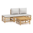 vidaXL Bamboo Small Garden Lounge Set in Gray