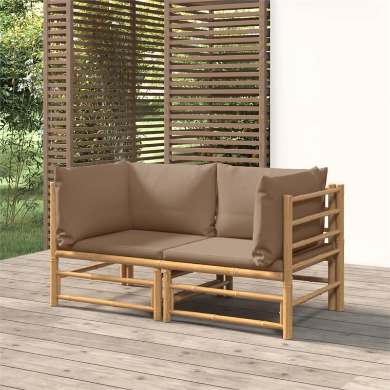vidaXL Bamboo Medium Sofa in Taupe