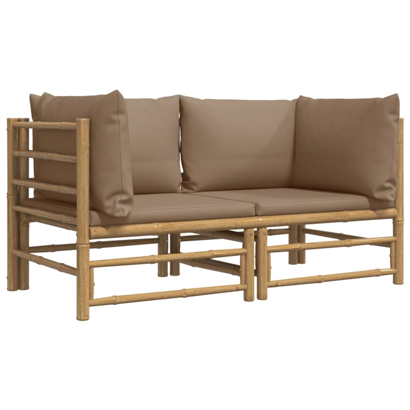 vidaXL Bamboo Medium Sofa in Taupe