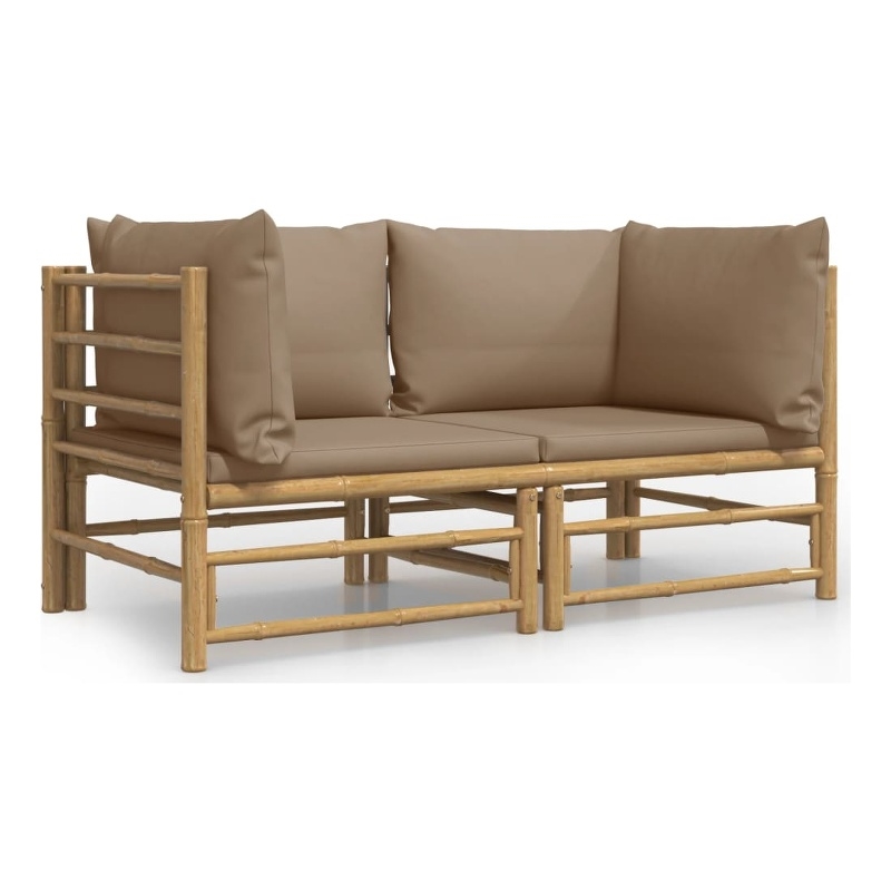 vidaXL Bamboo Medium Sofa in Taupe