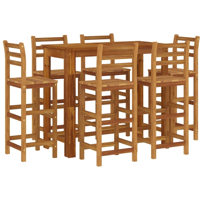 vidaXL 7 Piece Solid Acacia Wood Bar Set