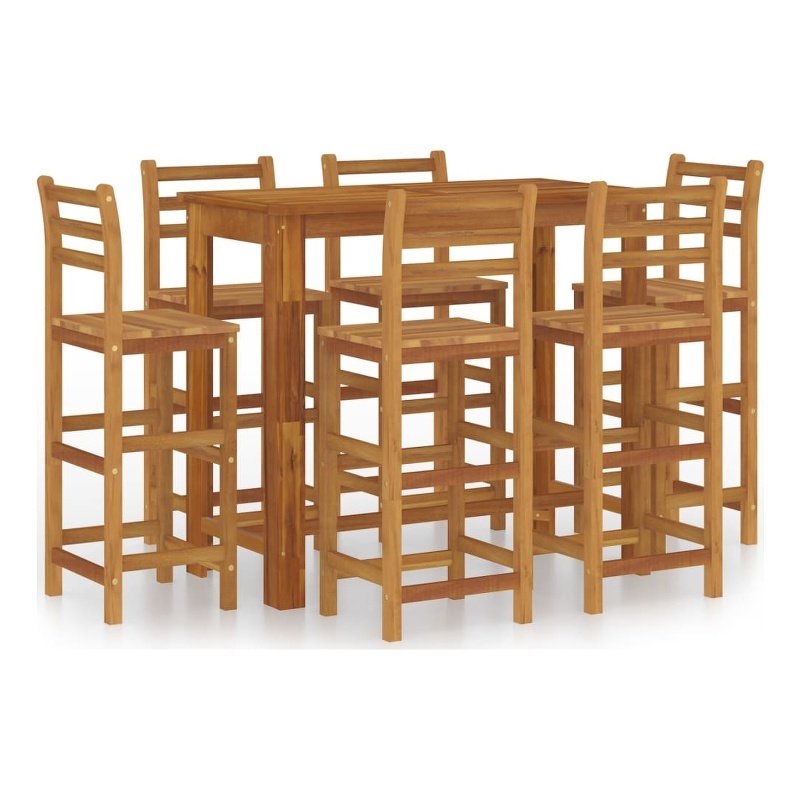 vidaXL 7 Piece Solid Acacia Wood Bar Set