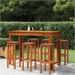 vidaXL Solid Acacia Wood Standard Bar Set in Brown