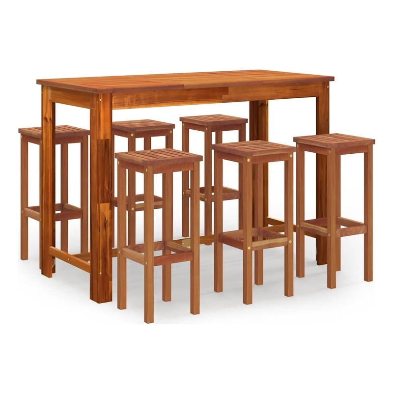 vidaXL Solid Acacia Wood Standard Bar Set in Brown