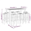 vidaXL 9 Piece Solid Acacia Wood Bar Set in Natural