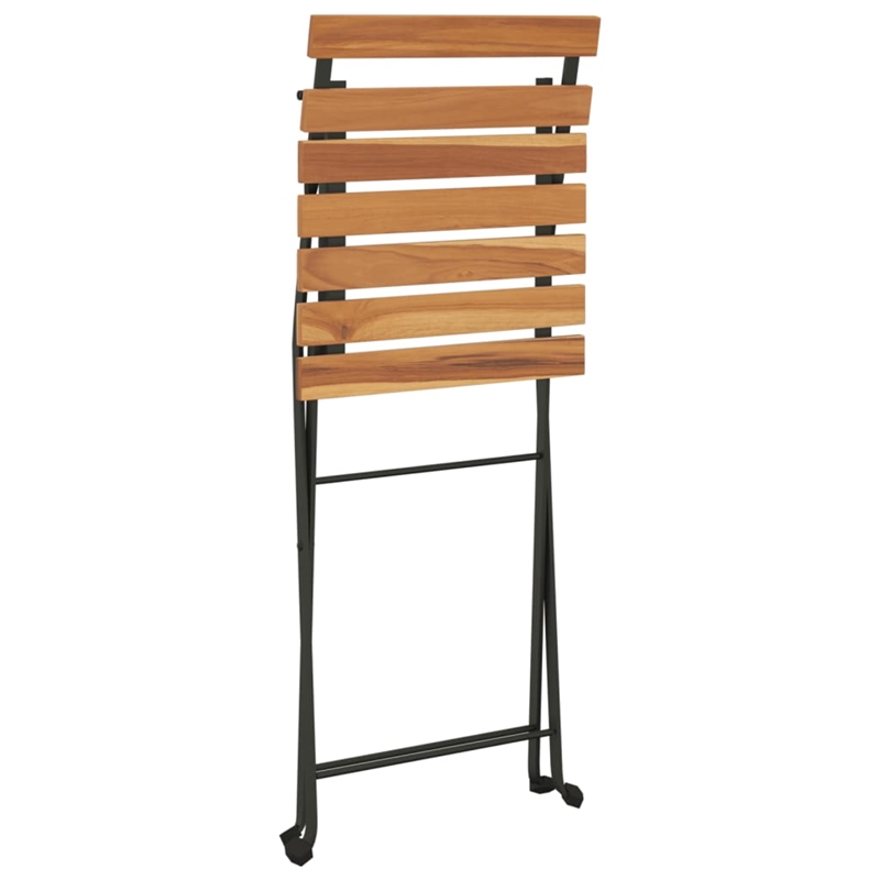 vidaXL 7 Piece Solid Acacia Wood Bistro Set in Black/Natural