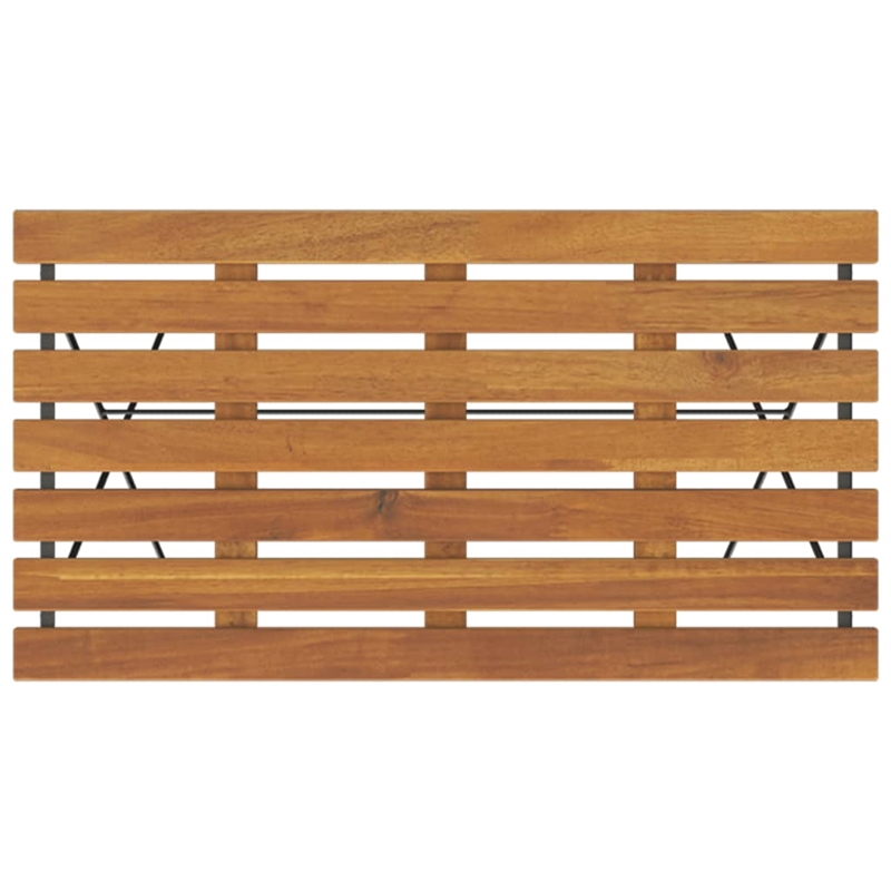 vidaXL 7 Piece Solid Acacia Wood Bistro Set in Black/Natural