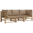 vidaXL 3 Piece Bamboo Garden Lounge Set
