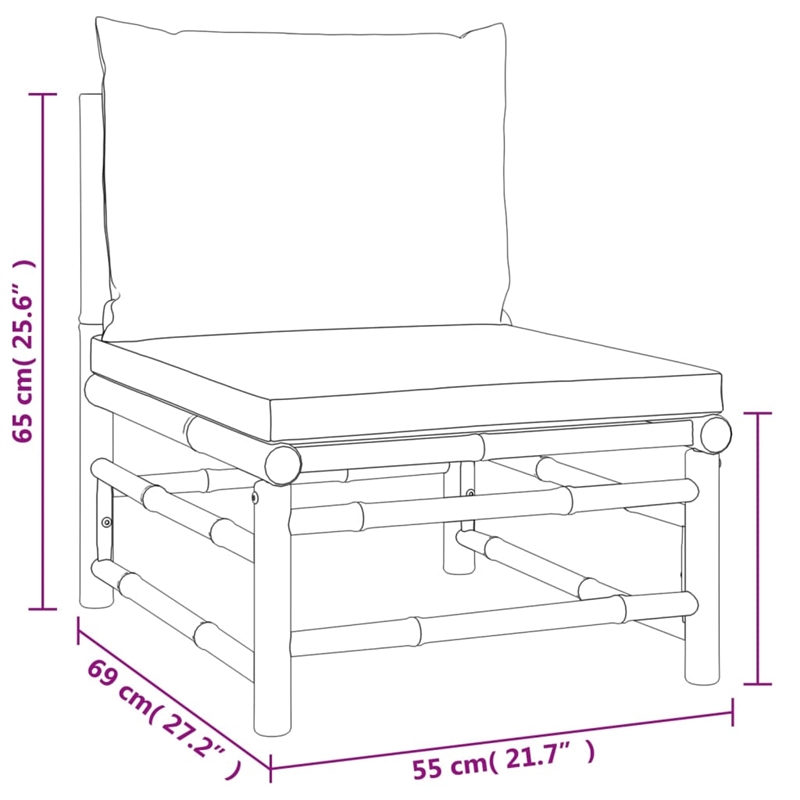 vidaXL 3 Piece Bamboo Garden Lounge Set