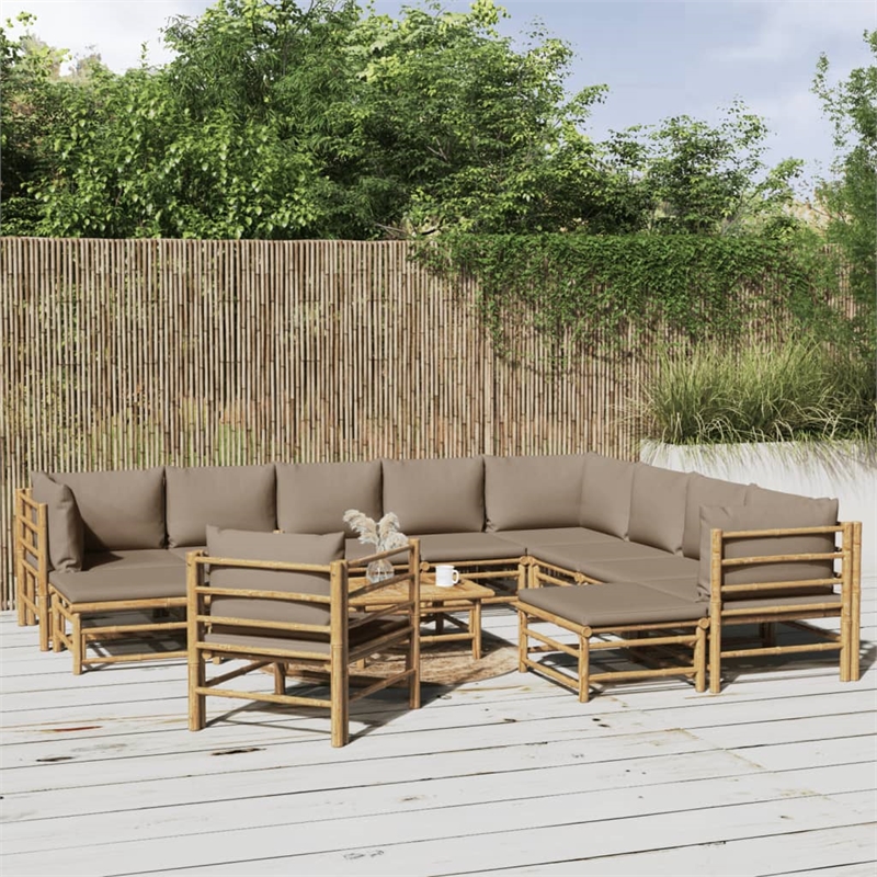 vidaXL 12 Piece Bamboo Small Garden Lounge Set