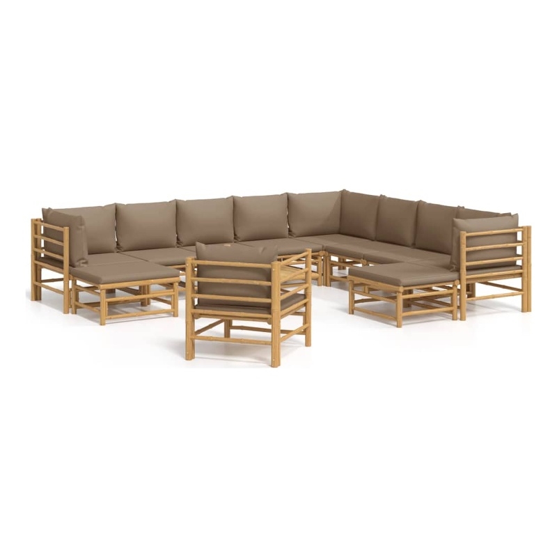 vidaXL 12 Piece Bamboo Small Garden Lounge Set