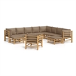 vidaXL 12 Piece Bamboo Small Garden Lounge Set
