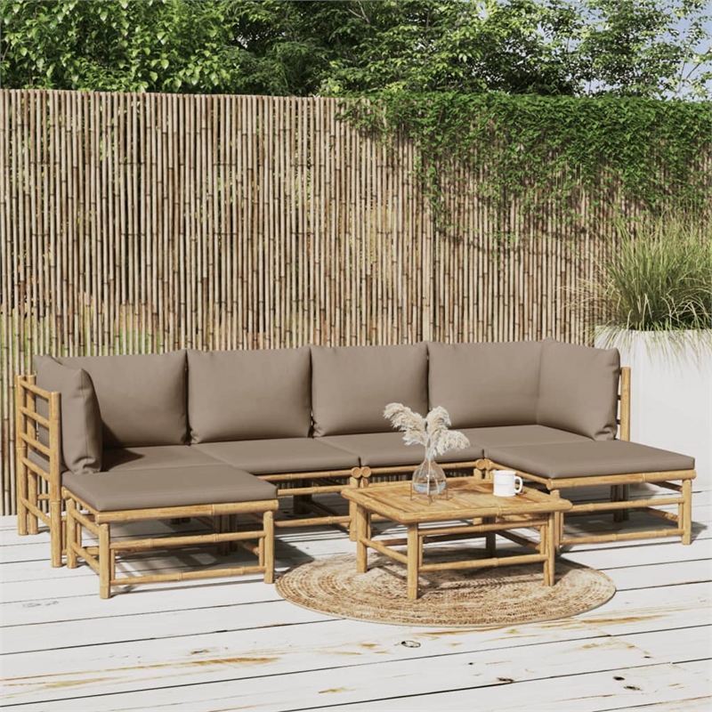 vidaXL 7 Piece Bamboo Garden Lounge Set in Natural