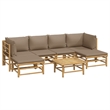 vidaXL 7 Piece Bamboo Garden Lounge Set in Natural