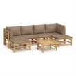 vidaXL 7 Piece Bamboo Garden Lounge Set in Natural