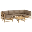 vidaXL 7 Piece Bamboo Medium Garden Lounge Set in Natural