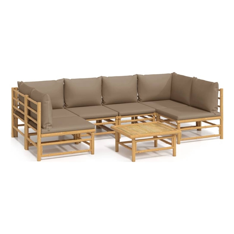 vidaXL 7 Piece Bamboo Medium Garden Lounge Set in Natural
