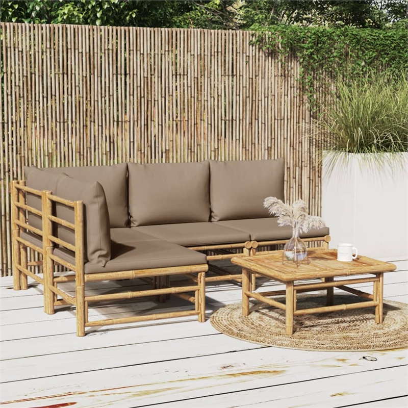 vidaXL 5 Piece Bamboo Medium Garden Lounge Set