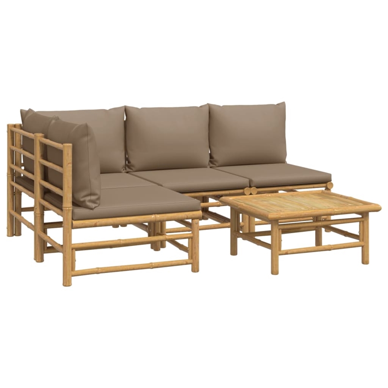 vidaXL 5 Piece Bamboo Medium Garden Lounge Set